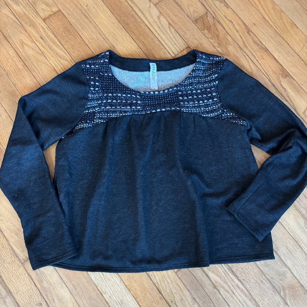 Anthropologie, AMADI Embroidered, Long-Sleeved Top